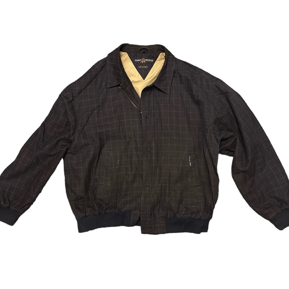 Vintage Tommy Hilfiger Mens XL Harrington Jacket Navy Plaid Golf